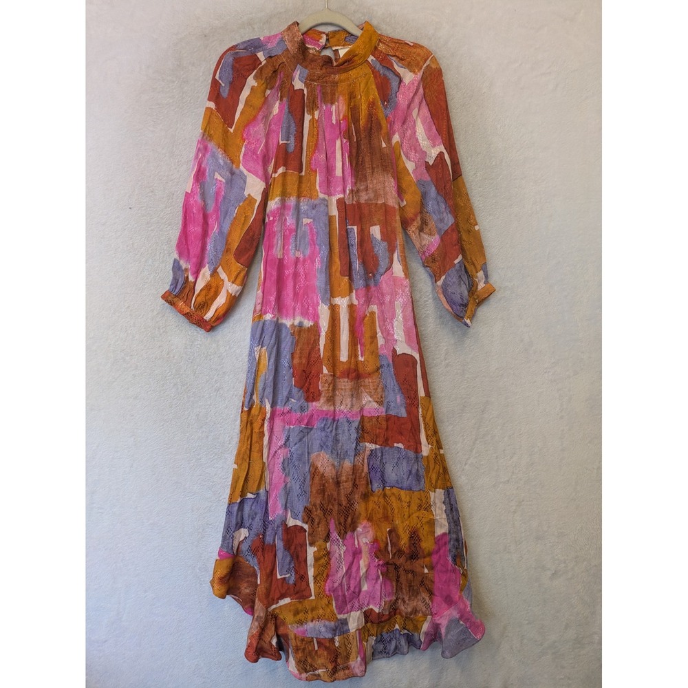 Maeve by Anthropologie Dress Women's XS Multicolor Abstract Mock Neck Midi